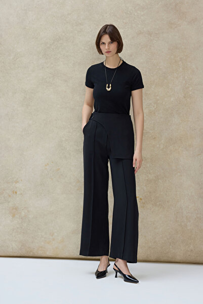 Birgül Bektaş Black Lumi Button Closure Detailed Trousers