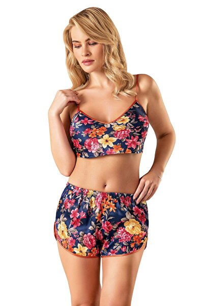 PRIMODA Women's patterned satin shorts set