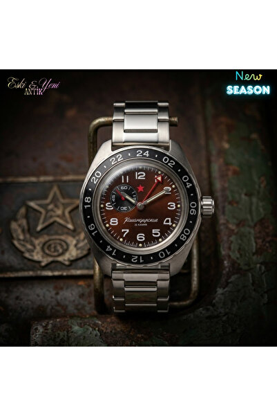 ESKİ YENİ ANTİK Vostok Komandirskie K-34 Automatic Watch 32 Stone Brown Dial ...