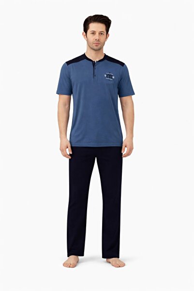 GK LUXURY & FASHION Sude Men's Pajama Set Short Sleeves Long Bottom - A300-05...