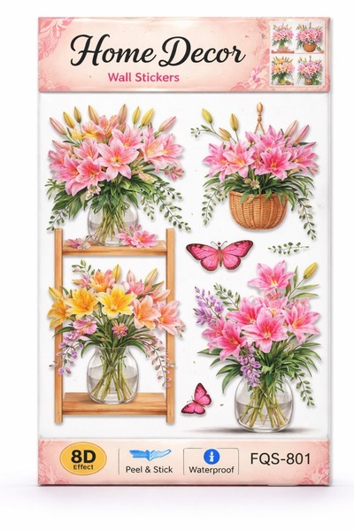 OEM 8D Decorative Wall Sticker with Flower Shelves - 33 x 60 cm