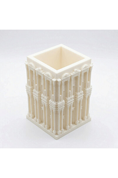 Atatuğ Hediyelik حامل أقلام مكتبي مزخرف بتصميم أثري من إفيس - أبيض