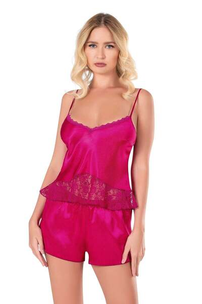 PRIMODA Women's, cherry print, satin shorts set