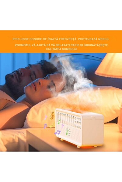 Nubiqo Umidificator aer cu efect de flacără, 3In1 Nubiqo, aparat white noise si difuzor pentru aromaterapie