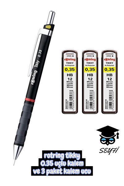 SEYFİKİRTASİYE rotring tikky 0.35 uçlu kalem ve 3 paket kalem ucu