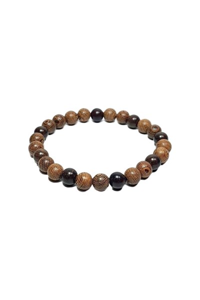Janti Jtss26Blk1797 Mazi Tree Wood Bead 8 mm Flexible Bracelet