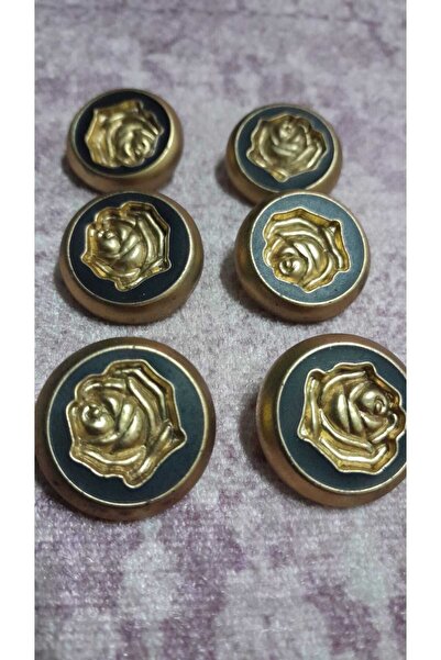 ILCARE Polyester Gold Button 37 Size 26 Mm, 6 Pieces