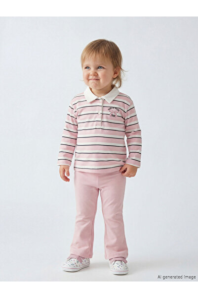 LC Waikiki Trendlucky with a Difference Polo Collar Baby Girl Blouse and Legg...