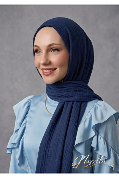 Nazellaa Fashionable Cashmere Muslin Shawl Deep Navy Blue