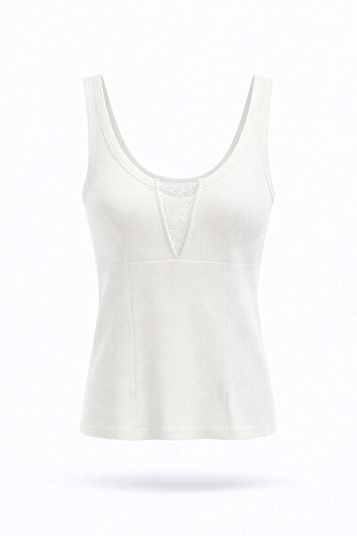 5in1Canpolat White Athlete with Stitching Detail 261003