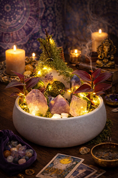 Şah Object Ametist Taşlı Işıklı Teraryum – Piramit Enerjili Sukulent Tasarım ...