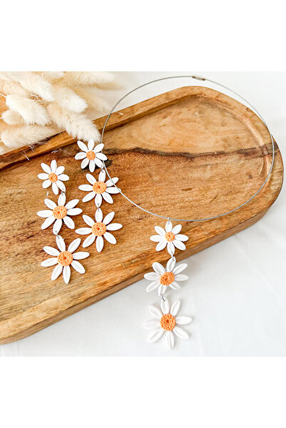 MYGRACE Flower Earrings and Necklace Set, Handmade