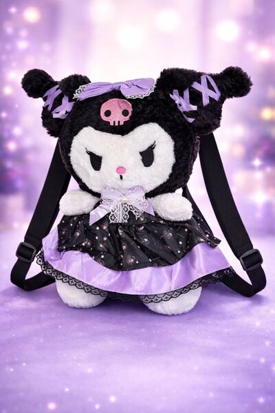 EMKSHOP Velvet Touch Kuromi̇ My Melody Plush Backpack
