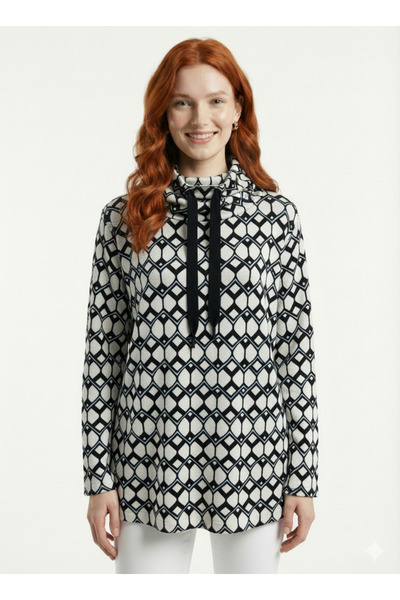 Neden Tekstil Women's Patterned Knitwear Turtleneck Sweater