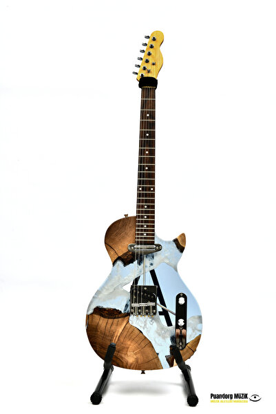 PUANDORG Elektro Gitar OKYANUS CUSTOM EPOKSİ & YILLANMIŞ AĞAÇ Kişiye Özel
