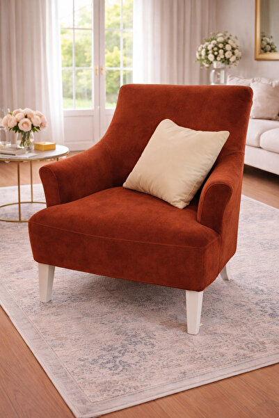 Akbal Home Berjer Tokmak Kollu Önden Çıkıntılı Nubuk Tüm Giydirme Lastikli Li...