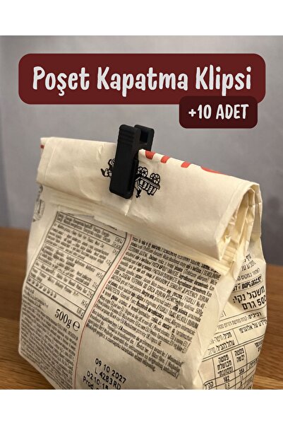 Poşet Kapatma Klipsi (Gıda Saklama Mandalı) – 10 Adet Siyah