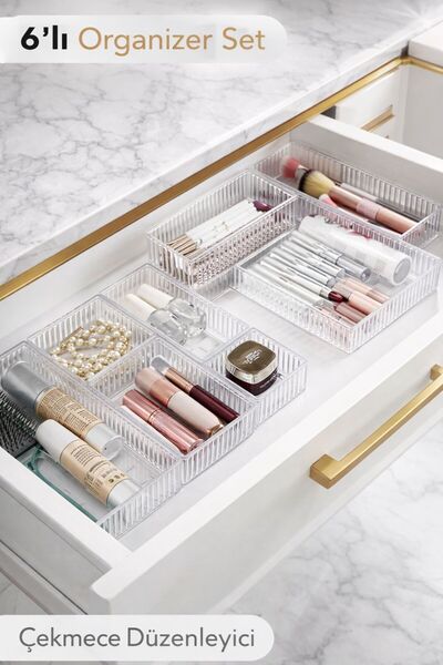 AY&ÇA HOME 6'lı Çekmece İçi Çok Amaçlı Organizer -Kozmetik Takı Makyaj Organi...
