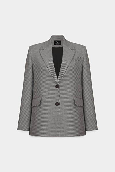 Açelya Okcu Premium Galen Houndstooth Boyfriend Woven Jacket