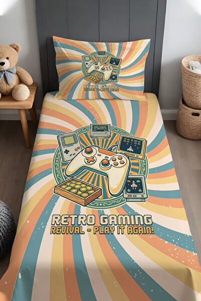 EVPANYA Retro Game World Patterned Bedspread and Pillowcase