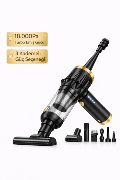 ADR Phone Accessories Kablosuz El Süpürgesi 18.000Pa Turbo Emiş Gücü 3 Kademe...