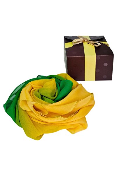 velve Σατέν εσάρπα γυναικεία, σε συσκευασία δώρου, κίτρινο-πράσινο ντεγκραντέ...