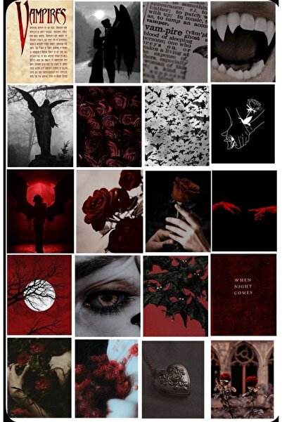 Limitless Design Gotik Vampir Poster 22x30 cm – Dark Aesthetic Kırmızı Siyah ...
