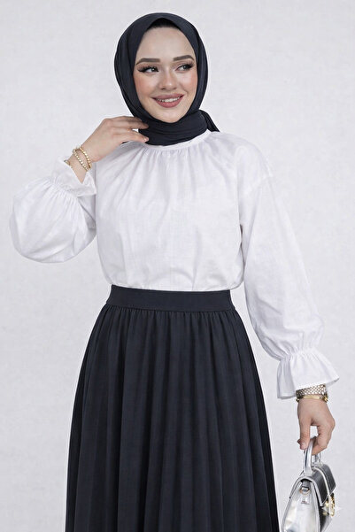 CNG MODA Cotton Shirt with Gathered Sleeves