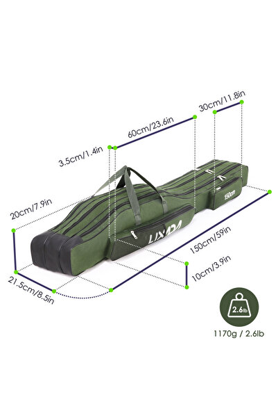 Choice1 Army green 150cm 130cm/150cm Three Layers Fishing Bag Portable Foldin...