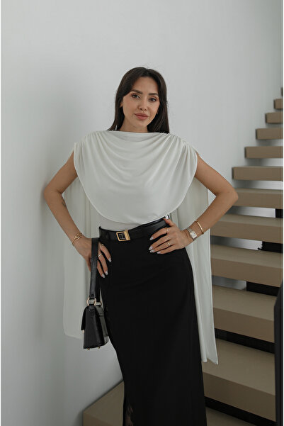 Havoş Ecru Collar Detailed Bodysuit Blouse