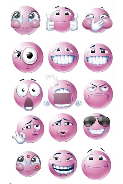 Limitless Design مجموعة ملصقات إيموجي وردية اللون مقاس 22×30 سم |   ديكور جدا...