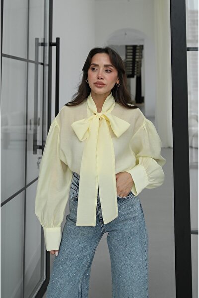 Havoş Yellow Tie-Neck Blouse