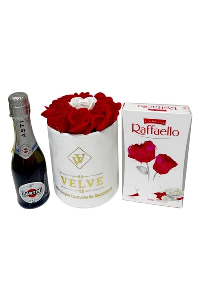 velve Κομψό σετ δώρου για γυναίκες με σαπουνένια τριαντάφυλλα, Ραφαέλο και Μα...