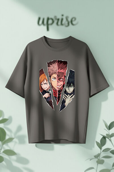 Vordevia Tricou supradimensionat din bumbac imprimat Jujutsu Kaisen Yuji Noba...