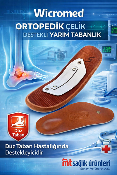 wicromed Ortopedik Tabanlık - Düz Taban İçin Ayakkabı Tabanlığı Çelik Destekl...