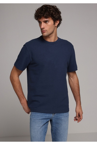 Colin's Comfort Fit Round Neck Plain Men's Navy Blue Short Sleeve T-Shirt