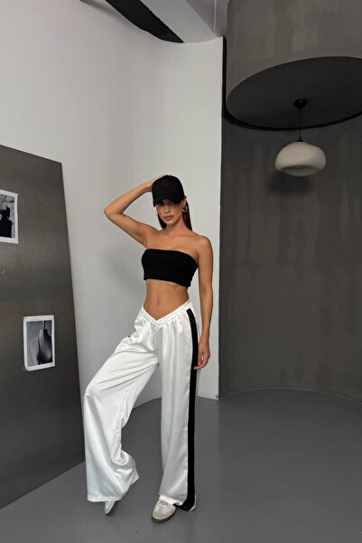 Love Fab Asymmetrical Waist Ribbon Detail Satin Basic Tracksuit