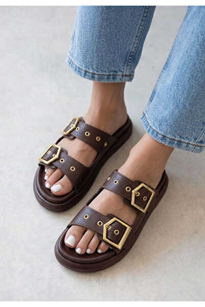 HVZ Exclusive Papuci ergonomici maro pentru femei, cu cataramă, confortabili,...