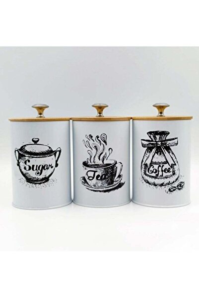 Arabest 3-Piece Bamboo Lid Storage Canisters for Coffee, Tea, Sugar Kitchen O...