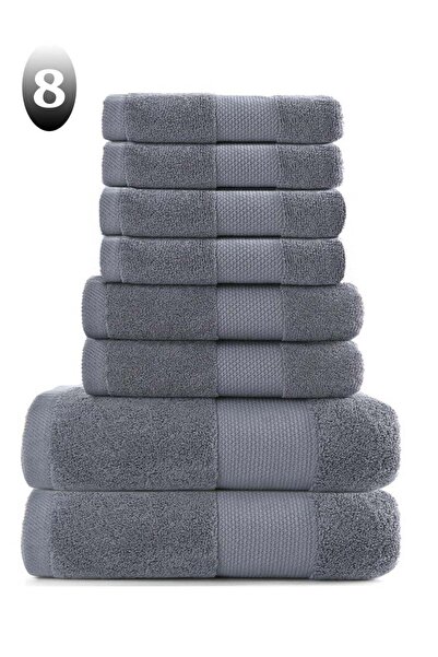 Arabest 8-Piece Cotton Bath Towel Set with Textured Border, Super Absorbent B...