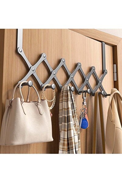 Arabest 6-Hook Retractable Door Organizer, Tool-Free Installation Coat Rack f...