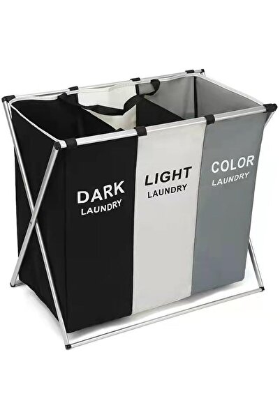 Arabest 3 Section Laundry Basket,for in Laundry Room, Bathroom, Closet Organi...
