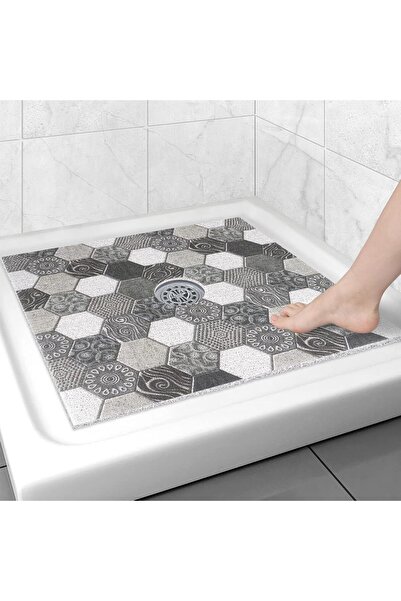 Arabest Square Shower Mat Non Slip, with Drain Hole in Middle, Soft PVC Anti ...