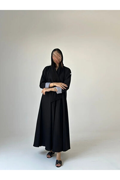 Tori عباية كتان مع أسواره كريب سماوي