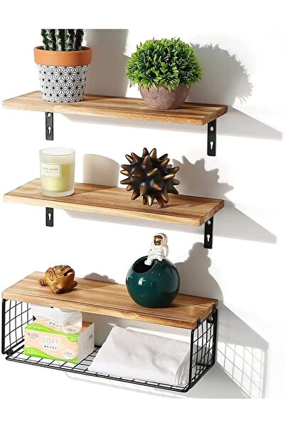 Arabest Wall Mounted Shelves, with Paper Storage Basket,for Bedroom, Kitchen,...