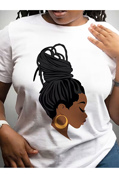 LİNA06 Portrait Graphic Print T-shirt, Short Sleeve Crew Neck Casual Top for ...