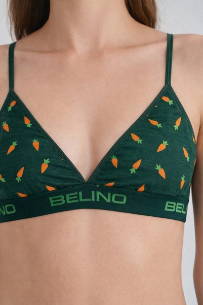 BELİNOPLUS Patterned Women's Slip Panties and Bralette Set with Supporting Pads - Carrot Charm