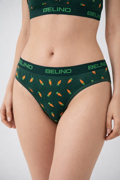 BELİNOPLUS Patterned Women's Slip Panties and Bralette Set with Supporting Pads - Carrot Charm