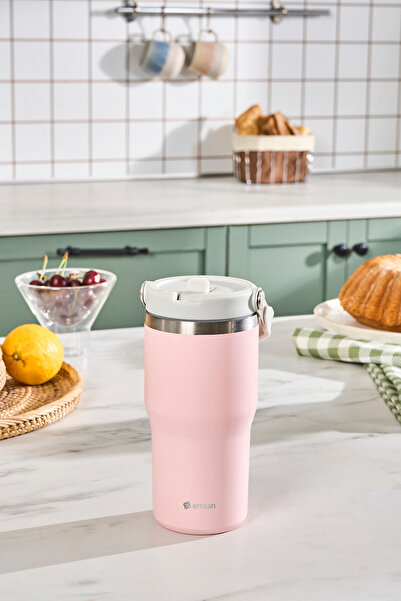 Karaca Emsan Star Ice Pipetli Çelik Sızdırmaz Termos Pembe 550 ml