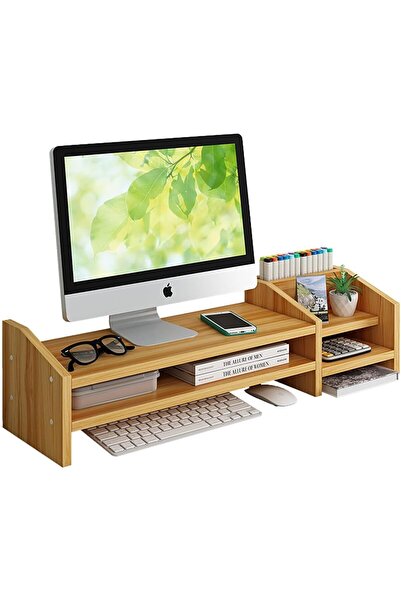Arabest 2-Tier Wood Monitor Stand Riser with Storage, Pen Holder for Computer...
